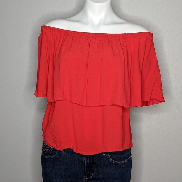 Anthro Holding Horses Maya red off the shoulder blouse S - Picture 1 of 6